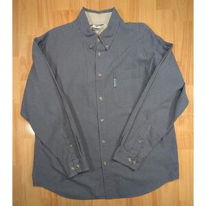 Columbia Mens XL Blue Micro Check Button Down Long Sleeve Cotton Shirt AM7139